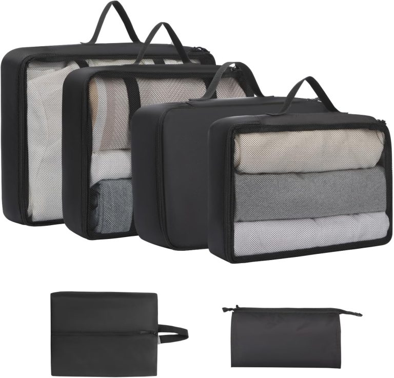 YOOFAN Packing Cubes – Premium Travel Organizer Bags for Suitcases, Must-Have Travel Accessories (Black, 6 Set)
